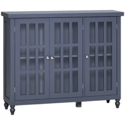 HOMCOM Modern Kitchen Sideboard, Buffet Cabinet With Storage, Adjustable Shelves For Living Room, Study, 3 Glass Doors, Gray -Baxton Studio Shop GUEST bd4e4ed2 5c3f 4ec0 8588 8f34db08d8eb