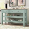 48" Solid Wood Top Modern Living Room Console Table With 3 Drawers And 2 Shelves - ModernLuxe