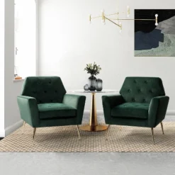 Set Of 2 Maris Velvet Living Room Armchair With Metal Base | Karat Home-TEAL -Baxton Studio Shop GUEST bd8bee19 aa46 4421 bc06 891513c61f29