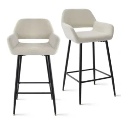 27" Bucket William Upholstery Upholstered Counter Height Stool (Set Of 2) -The Pop Maison -Baxton Studio Shop GUEST bdbacd5e b70a 4911 9b40 71ada9dc946f