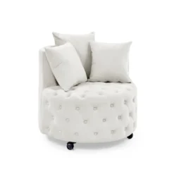 Button Tufted Living Room Upholstered Swivel Chair With Movable Wheels And 3 Pillows - ModernLuxe 14 Button Tufted Living Room Upholstered Swivel Chair With Movable Wheels And 3 Pillows - ModernLuxe -Baxton Studio Shop GUEST bdbd1145 94d5 439d b3ee 16c18e3615d3