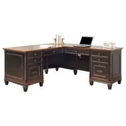 Hartford L Shaped Pedestal Desk Brown - Martin Furniture