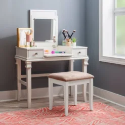 Adler Vanity Set White - Linon -Baxton Studio Shop GUEST bdff644c 8828 48df 863e 7ae04123fa9e