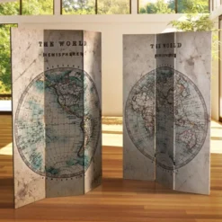 6" Double Sided Vintage Globe Canvas Room Divider Beige - Oriental Furniture 7 6" Double Sided Vintage Globe Canvas Room Divider Beige - Oriental Furniture -Baxton Studio Shop GUEST be3b5fc5 6073 488c 9efa 1e896cd82d9f