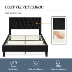 Yaheetech Upholstered Bed Frame With Built-In USB Ports -Baxton Studio Shop GUEST be7b4686 9477 4096 9f2f ccf8ebc30176