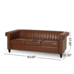 Drury Contemporary Channel Stitch 3 Seater Sofa With Nailhead Trim - Christopher Knight Home -Baxton Studio Shop GUEST beab96b4 9dca 4205 8664 9aee7ced4b92