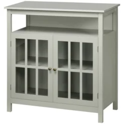 HOMCOM Kitchen Sideboard, Storage Buffet Cabinet With Open Shelf, Glass Door Cabinet And Adjustable Shelf For Living Room, Gray 7 HOMCOM Kitchen Sideboard, Storage Buffet Cabinet With Open Shelf, Glass Door Cabinet And Adjustable Shelf For Living Room, Gray -Baxton Studio Shop GUEST bf1a7cdd b5c5 4284 b7c4 cdaba257f88e