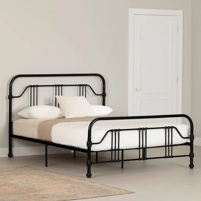 Queen Balka Platform Metal Bed Black - South Shore 1 Queen Balka Platform Metal Bed Black - South Shore