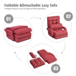 Costway Folding Floor Armchair W/6-position Adjustable Back & Lumbar Pillow Red -Baxton Studio Shop GUEST bf84652e b751 40ea 8027 f7807edeadef