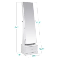 Best Choice Products 360 Swivel Standing Mirrored Jewelry Cabinet, LED-Lit Makeup Organizer W/ Mirror - White -Baxton Studio Shop GUEST bfb5e473 a483 4ec3 a1fa aec0ddfb6dc2
