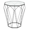 Metal And Glass Octagonal Side Table Dark Gray - Olivia & May