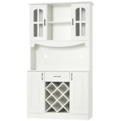 HOMCOM 73" Kitchen Hutch Cabinet With Countertop & Wine Storage, Kitchen Pantry Storage Cabinet Buffet With Hutch, Modern Bar Cabinet Wine Rack, White -Baxton Studio Shop GUEST c07df04e 06a4 4ea3 a274 c3ec2f92aac6