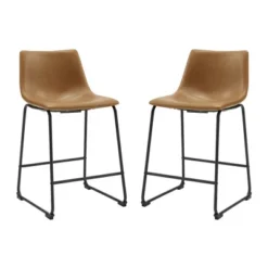 Set Of 2 Laslo Modern Upholstered Faux Leather Counter Height Barstools - Saracina Home -Baxton Studio Shop GUEST c0833993 a0ed 4742 aa20 2fd087a77c98
