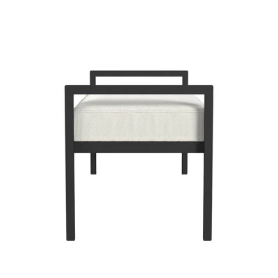 Modern Metal Bench Cream Boucle - HomePop 2 Modern Metal Bench Cream Boucle - HomePop - Image 2