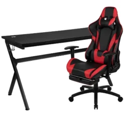 Flash Furniture Gaming Desk And Footrest Reclining Gaming Chair Set - Cup Holder/Headphone Hook/Removable Mouse Pad Top/Wire Management -Baxton Studio Shop GUEST c0e2bfcb 80ee 40c3 972d a472f05e6cb1
