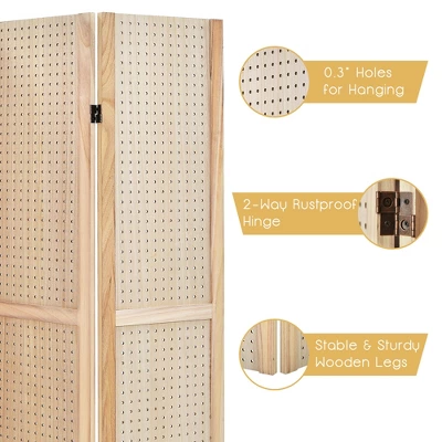 Costway 4-Panel Pegboard Display 5' Tall Folding Privacy Screen Craft Display 3 Costway 4-Panel Pegboard Display 5' Tall Folding Privacy Screen Craft Display - Image 3