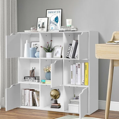 Costway 9 Cube Bookcase Cabinet Wood Bookcase Storage Shelves Room Divider Organization 4 Costway 9 Cube Bookcase Cabinet Wood Bookcase Storage Shelves Room Divider Organization - Image 4