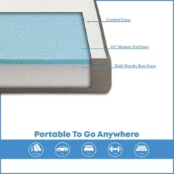 Continental Sleep 3-Inch Portable Tri Folding Gel Memory Foam Mattress, Ultra Soft, Removable And Washable Cover, Twin, White 6 Continental Sleep 3-Inch Portable Tri Folding Gel Memory Foam Mattress, Ultra Soft, Removable And Washable Cover, Twin, White -Baxton Studio Shop GUEST c174f012 b438 4ad7 9dfc b7ea98843982 1