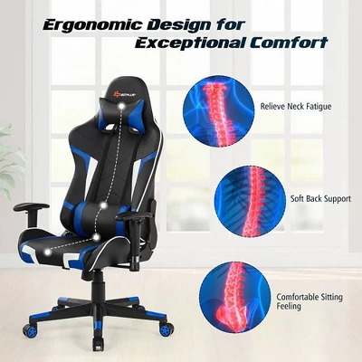 Costway Z-Shaped Racing Style Desk & Massage Gaming Chair Set For Home Office 6 Costway Z-Shaped Racing Style Desk & Massage Gaming Chair Set For Home Office - Image 6