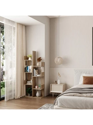 Year Color Rustic Wood Freestanding Industrial Bookshelf For Storage In Bedroom, Living Room, And Office 4 Year Color Rustic Wood Freestanding Industrial Bookshelf For Storage In Bedroom, Living Room, And Office - Image 4