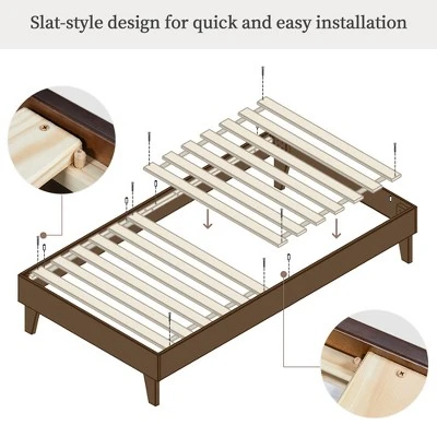 Yaheetech Wooden Bed Frame Platform Bed With Wood Slat Support 6 Yaheetech Wooden Bed Frame Platform Bed With Wood Slat Support - Image 6