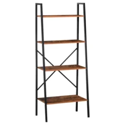 HOMCOM Industrial 4 Tier Ladder Shelf Bookshelf Vintage Storage Rack Plant Stand With Wood Metal Frame For Living Room Bathroom 8 HOMCOM Industrial 4 Tier Ladder Shelf Bookshelf Vintage Storage Rack Plant Stand With Wood Metal Frame For Living Room Bathroom -Baxton Studio Shop GUEST c28bc2a1 9518 4fe3 b647 14f73f306ca0