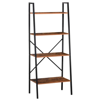 HOMCOM Industrial 4 Tier Ladder Shelf Bookshelf Vintage Storage Rack Plant Stand With Wood Metal Frame For Living Room Bathroom 3 HOMCOM Industrial 4 Tier Ladder Shelf Bookshelf Vintage Storage Rack Plant Stand With Wood Metal Frame For Living Room Bathroom - Image 3