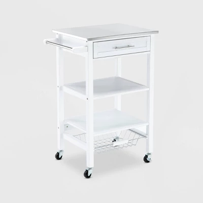 Hennington Kitchen Cart With Stainless Steel Top White - Boraam 5 Hennington Kitchen Cart With Stainless Steel Top White - Boraam - Image 5