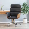 Cannonade Mid-Century Modern Swivel Office Chair Black/Walnut - Christopher Knight Home