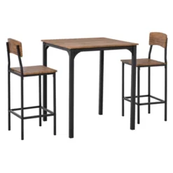 HOMCOM 3 Piece Industrial Counter Height Dining Table Set, Bar Table & Chairs With Steel Legs & Footrests -Baxton Studio Shop GUEST c31dfc02 e3f4 4281 b5e9 11bd78ab5cd8