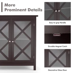 Costway Kitchen Buffet Sideboard Storage Cabinet W/Glass Doors & Adjustable Shelf WhiteBrown 18 Costway Kitchen Buffet Sideboard Storage Cabinet W/Glass Doors & Adjustable Shelf WhiteBrown -Baxton Studio Shop GUEST c3dbf092 3f22 4e86 8e17 202277114b81