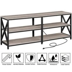 Yaheetech Vintage 3-layer TV Stand TV Console With Power Outlet -Baxton Studio Shop GUEST c42a3f60 7cec 42ba b6ff fd58ae0f076e