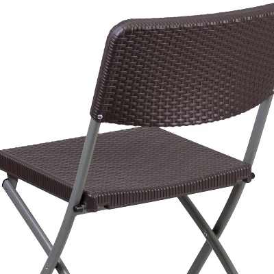 Emma And Oliver 6 Pack Brown Rattan Plastic Folding Chair With Gray Frame - Event Chair 6 Emma And Oliver 6 Pack Brown Rattan Plastic Folding Chair With Gray Frame - Event Chair - Image 6