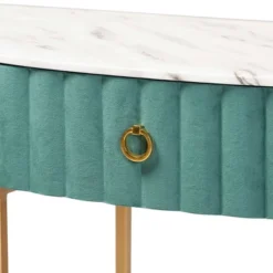 1 Drawer Beale Velvet Upholstered And Brushed Console Table Green/Gold - Baxton Studio -Baxton Studio Shop GUEST c48a2fad ca55 4d81 945d b8e7beefa521