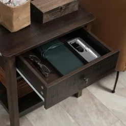 HOMCOM End Table With Drawer, Side Table With Top And Bottom Shelf For Small Spaces, Dark Brown -Baxton Studio Shop GUEST c4c42b03 4552 462c a5ed 7c5941b561a0