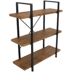Sunnydaze Decor Sunnydaze 3 Shelf Industrial Style Wall-Mounted Floating Shelf With Wood Veneer Shelves -Baxton Studio Shop GUEST c4d74aa4 1795 4002 8209 402b69be3dab