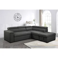 Mateo Stain Resistant Fabric Storage Sectional With Pullout Bed Gray - Abbyson Living -Baxton Studio Shop GUEST c5001db3 b07b 478d a32c b1b4e258bef0