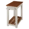 Savannah Chairside End Table With Pull Out Shelf Ivory With Natural Wood Top - Bolton Furniture