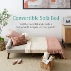 Best Choice Products Fabric Upholstered Convertible Futon W/ Rounded Armrests, Wooden Legs, 2 Cupholders -Baxton Studio Shop GUEST c52fab9c 16f7 4e9f 80ba d79cf3884e5a