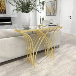 Metal And Mirror Art Deco Console Table Gold - Olivia & May -Baxton Studio Shop GUEST c5aef7e8 a632 432e b650 315e809173da