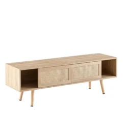 Rattan TV Stand, Entertainment Center With Sliding Doors, TV Console Cabinet With Adjustable Shelf, Natural-ModernLuxe -Baxton Studio Shop GUEST c5d2ec34 baa1 42b9 92ca ad15e55bbe5d