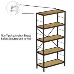 Hastings Home 5-Tier Open Style Bookshelf, Oak -Baxton Studio Shop GUEST c61328e0 7c98 401c 8178 91af17e56b3f