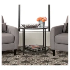 Home Camber Modern Glass Round End Table 26" Gray - Studio Designs -Baxton Studio Shop GUEST c61967d3 860b 403f 879b 542b3c881ba0