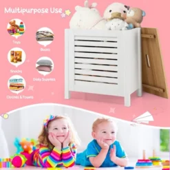 Costway Wooden Toy Storage Organizer Kids Toy Chest W/Lid For Kindergarten Bedroom White -Baxton Studio Shop GUEST c642b856 b8e6 47a1 ad04 a8e1b4fb015a