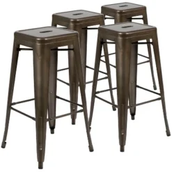 Flash Furniture 30" High Metal Indoor Bar Stool - Stackable Set Of 4 -Baxton Studio Shop GUEST c674cd86 3266 4a6c 903b 977c522923b3