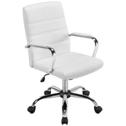 Yaheetech Mid-Back Office Chair With Arms 360° Swivel PU Leather Office Executive Chair -Baxton Studio Shop GUEST c7644bc3 7a88 4ea2 b82e 0a501cef1166