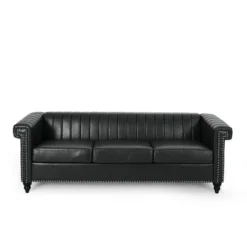 Drury Contemporary Channel Stitch 3 Seater Sofa With Nailhead Trim - Christopher Knight Home -Baxton Studio Shop GUEST c76fd34a 71d9 4417 886c c1578ecad0e3