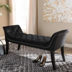 Chandelle Luxe And Contemporary Velvet Upholstered Bench Black - Baxton Studio -Baxton Studio Shop GUEST c77d0741 6e7b 4b2a 9c08 8426f9800061