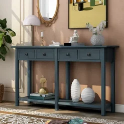 Rustic Console Table With Drawer And Bottom Shelf-ModernLuxe -Baxton Studio Shop GUEST c7841586 1cd8 4ec8 acb6 9d280f2ad871