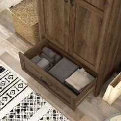 Nurembo 1 Drawer Wardrobe Closet Distressed Walnut - HOMES: Inside + Out -Baxton Studio Shop GUEST c864c522 3970 4894 9cf3 ee21dd3a5ba0